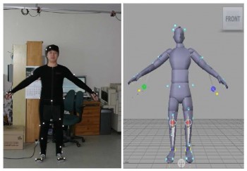 신체 여러 분위에 마커를 붙인 후 관찰하면 그 움직임이 컴퓨터 시뮬레이션으로 기록된다. - 대한기계학회 제공