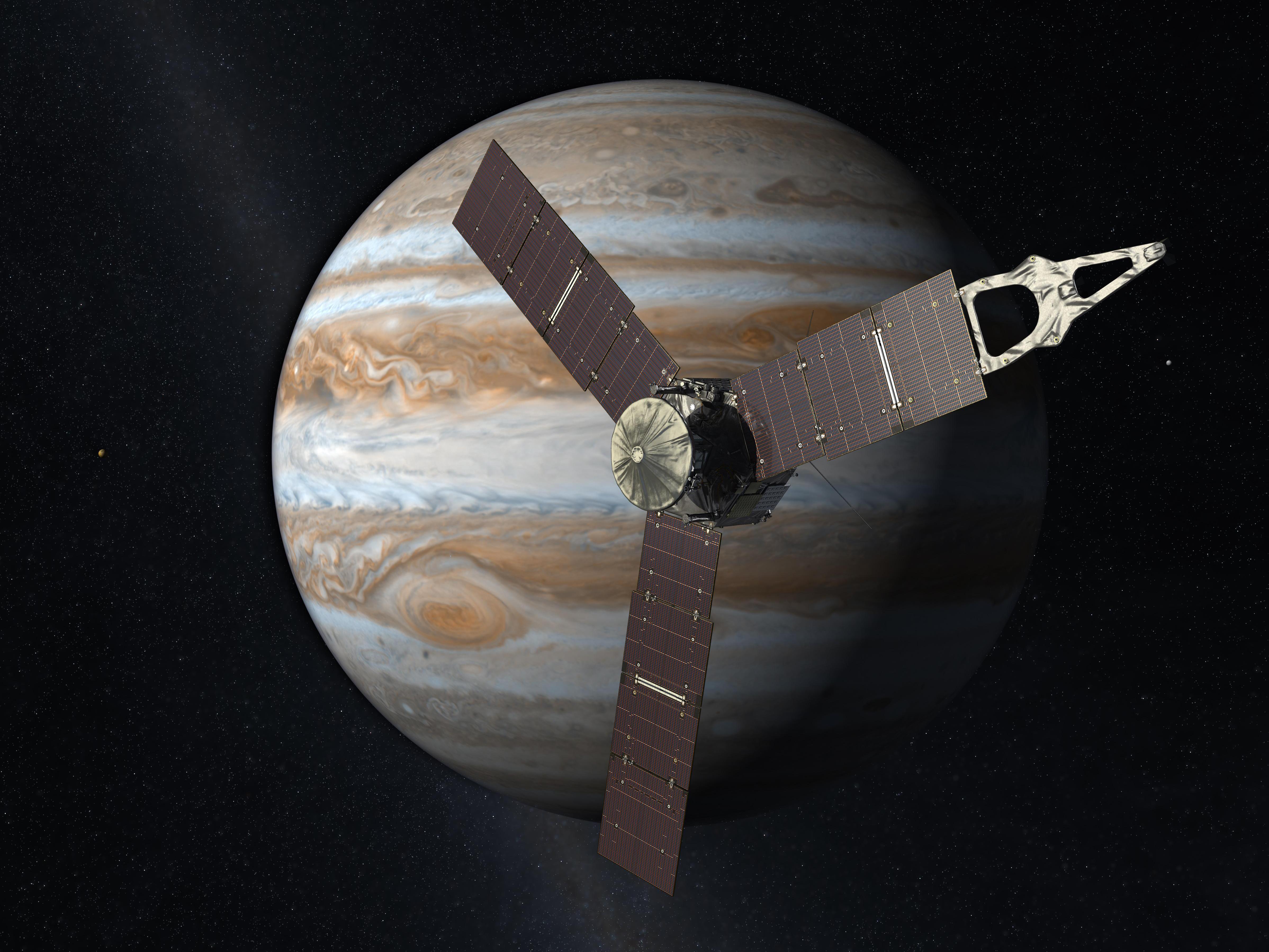 미국항공우주국(NASA)이 그린 목성과 주노의 상상도.NASA 제공