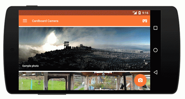 구글의 카드보드 카메라 앱 사용 모습 - 구글 제공