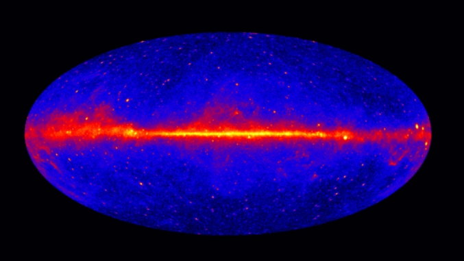 페르미 감마선 우주망원경이 관측한 우주는 눈으로 본 우주와 전혀 다르게 빛나고 있다. NASA/DOE/Fermi LAT Collaboration 제공