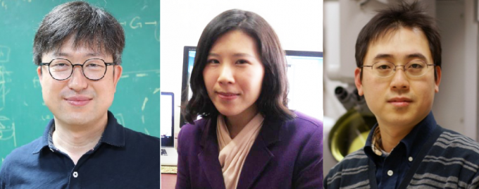 왼쪽부터 기초과학연구원(IBS)에 신설된 본원 연구단의 연구책임자(CI)로 선정된 ‘수리 및 계산과학 연구단’의 엄상일 KAIST 수리과학과 교수(이산수학 그룹)와 차미영 KAIST 전산학과 교수(데이터 사이언스 그룹), ‘바이오분자 및 세포구조 연구단’의 김호민 KAIST 의과학대학원 교수(단백질 커뮤니케이션 그룹). - KAIST 제공