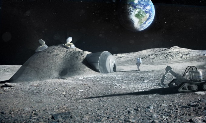 달 기지 상상도. 유럽우주국(ESA)은 아리안그룹 등과 함께 2025년 이전에 달에 가 표토를 채취해 자원화 가능성을 연구할 계획을 세웠다. -사진 제공 ESA