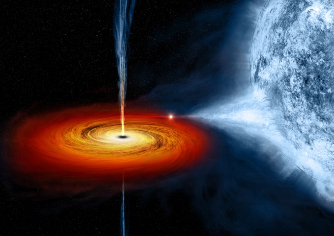 1964년 발견된 블랙홀 백조자리 X-1을 나타냈다. NASA 제공