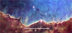 카리나 성운의 별 탄생 영역인 NGC 3324을 촬영한 허블우주망원경 영상이다. 태어난 무거운 별들이 강한 자외선 빛을 비추면서 분자구름을 깎아내고 있다. 이 과정에서 분자구름의 산소동위원소 분포를 변화시킨다. 흰 가로선 축척은 5광년 또는 태양-지구 거리의 30만 배(30만며) 거리다. NASA/ESA 제공