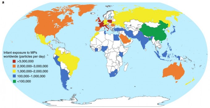 전 세계 48개국의 영아들이 하루 평균 섭취하게 되는 미세플라스틱의 양을 분석했다. 네이처 푸드 제공