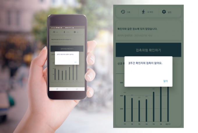 경기도와 천정희 서울대 수리과학부 교수 연구팀이 신종 코로나바이러스 감염증(COVID-19·코로나19) 확진자의 동선과 자신의 동선을 비교해 접촉 가능성과 접촉 횟수, 접촉 시간을 알려주는 어플리케이션(앱) ‘코로나 동선 안심이’를 출시했다. GIB 제공