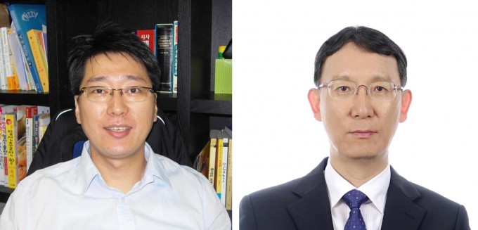 정윤기 한국과학기술연구원(KIST) 생체재료연구센터 책임연구원(왼쪽) 연구팀은 한동근 차의과대 교수팀과 공동으로 스텐트 소재 위에 세포 주변물질을 부착해 줄기세포 등 치료 기능을 가진 세포를 담을 수 있는 형태의 새로운 스텐트를 개발했다. KIST 제공