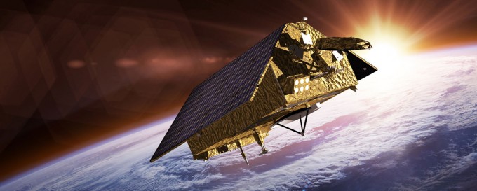 고도 1336km 상공에서 지구를 도는 센티넬-6 위성 상상도. NASA 제공