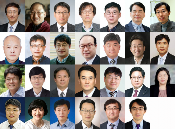 (맨윗줄 왼쪽부터)김 호(서울대), 이기암(서울대), 천정희(서울대), 류동수(UNIST), 이탁희(서울대), 정성화(경북대), 주태하(POSTECH), (두번째줄 왼쪽부터) 이재성(성균관대), 허창회(서울대), 조계춘(KAIST), 김대은(연세대), 윤정환(KAIST), 전성찬(연세대), 김일두(KAIST), (세번째줄 왼쪽부터) 안종현(연세대), 이태우(서울대), 김선정(한양대), 이원준(고려대), 심상준(고려대), 안동준(고려대), 김외연(경상대), (네번째줄 왼쪽부터) 김희발(서울대), 박용순(한양대), 이승환(강원대), 김형범(연세대), 김대덕(서울대), 오석배(서울대). 한국과학기술한림원 제공.