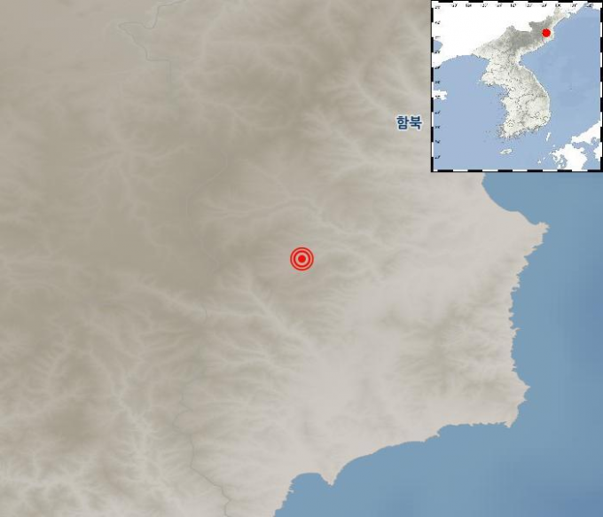 기상청은 15일 오전 6시 52분 길주군 북북서쪽 38km 지역에서 규모 2.5 지진이 발생했다고 밝혔다. 기상청 제공