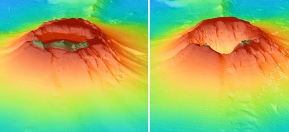 한국 쇄빙선 아라온호가 포착한 통가 화산 폭발 후 3D 지형도…화산 형태 그대로 남아