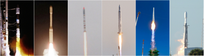 사진은 1992년부터 현재까지 한국 우주 개발 역사 주요 사진. 왼쪽부터 한국 최초 인공위성 우리별1호(1992년 8월), 아리랑1호(1999년 12월), 과학기술위성 1호(2003년 9월), 나로호(2013년 1월), 누리호(2022년 6월), 다누리 항우연 ·공동취재기자단 제공