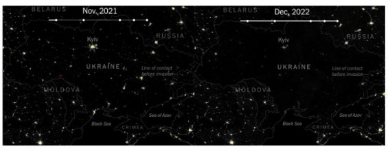 위성으로 본 우크라이나...빛이 희미해졌다