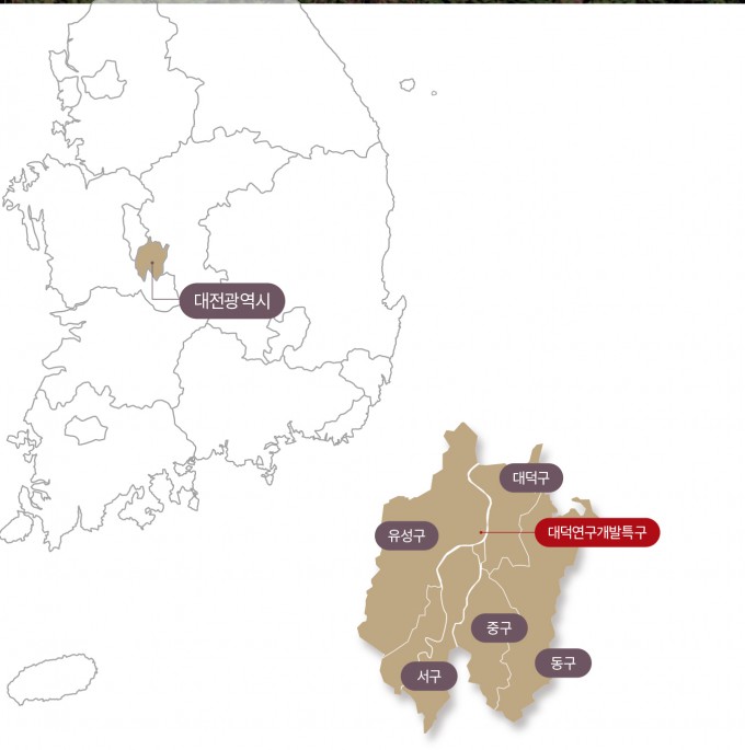 Mapa de la ciudad metropolitana de Daejeon.  Proporcionado por Science Donga
