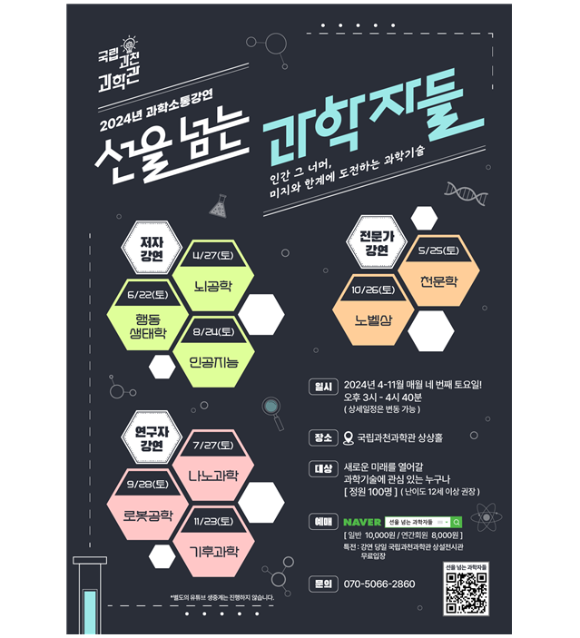국립과천과학관이 개최하는 과학강연 ′선을 넘는 과학자들′ 홍보 포스터. 국립과천과학관 제공