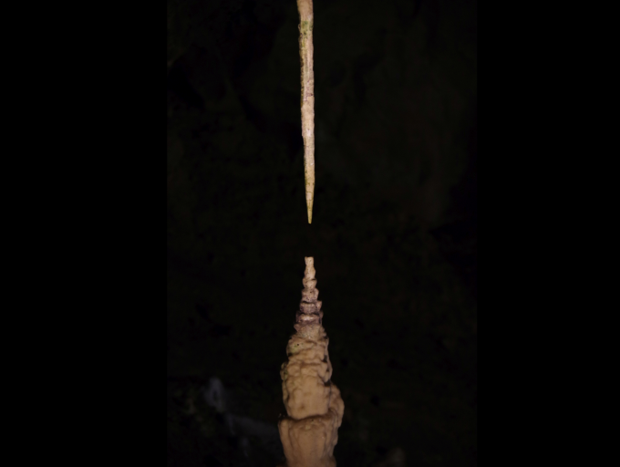 체코 푼크바 동굴의 종유석(위)과 석순(아래) 쌍. Piotr Szymczak 제공