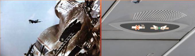 (왼쪽부터) 1985년 델타 항공 191편이 윈드시어에 휩쓸려 지면에 추락한 뒤 잔해가 남아 있는 모습, 비행기가 난기류 사이를 지나갈 땐 승객들은 안전띠를 착용해야 한다. 퍼블릭도메인, 게티이미지뱅크 제공