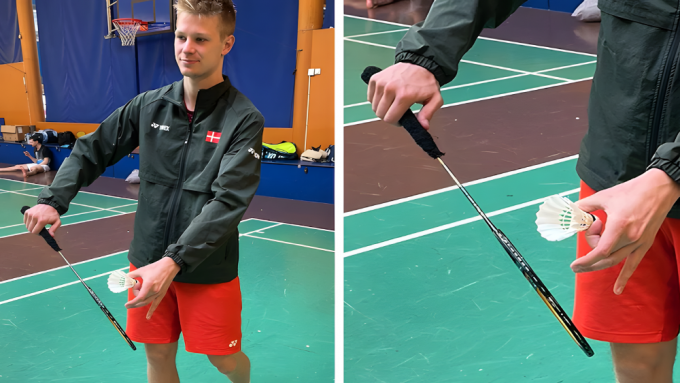 덴마크 배드민턴 복식 선수인 마르쿠스 린쇼이가 서브에 어떻게 스핀을 넣는지 보여주고 있다. Marcus Rindshojk 제공