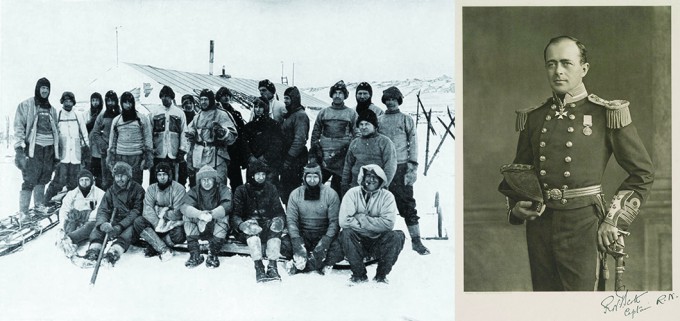(왼쪽부터) 1911년 겨울, 케이프 에번스 기지의 스콧 탐험대, 1905년의 로버트 스콧 탐험 대장. Herbert Pointing, Henry Maull 제공