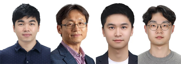 왼쪽부터 손동희 기초과학연구원(IBS) 뇌과학 이미징 연구단 교수, 김봉수 울산과학기술원(UNIST) 화학과 교수, 정현진 IBS 연구원, 이대연 UNIST 연구원. IBS 제공