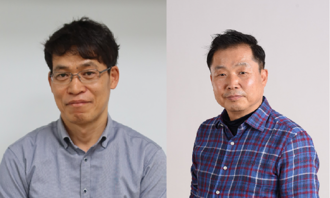 4월의 엔지니어상 수상자 박종성 세메스 마스터(왼쪽부터)와 정인화 아틀라스네트웍스 수석연구원. 과기정통부 제공 