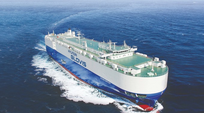 A 7,000 CEU-class car carrier operated by Hyundai Glovis. CEU stands for the loading space of one standard passenger vehicle. Credit: Hyundai Glovis